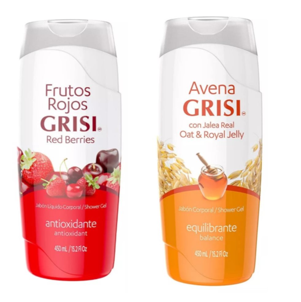 Jabon Liquido Corporal 450ml Avena con Jalea Real + Jabon Liquido Frutos Rojos 450ml x 2 - Grisi Grisi Unidad X 2 x 2 Und Los Shower Gel Corporal  450ml de la marca Grisi  son ideales para el cuidado de la piel de toda la familia.
Su formula  ayuda a proteger la piel, dejándola suave humectada y con un agradable aroma.
S