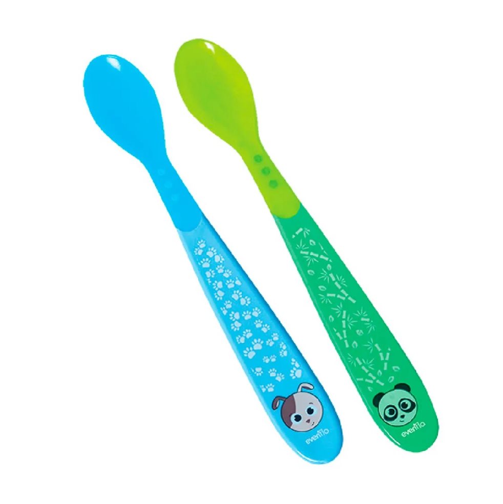 Set de Cucharas Flexibles 2piezas Azul - Evenflo EVENFLO UNIDAD x 2 cucharas Set X Cucharas para enseñar a tu pequeño
¡Cambia de color la punta con la temperatura de los alimentos!
2 Pack de cucharas suaves, divertidas y flexibles.