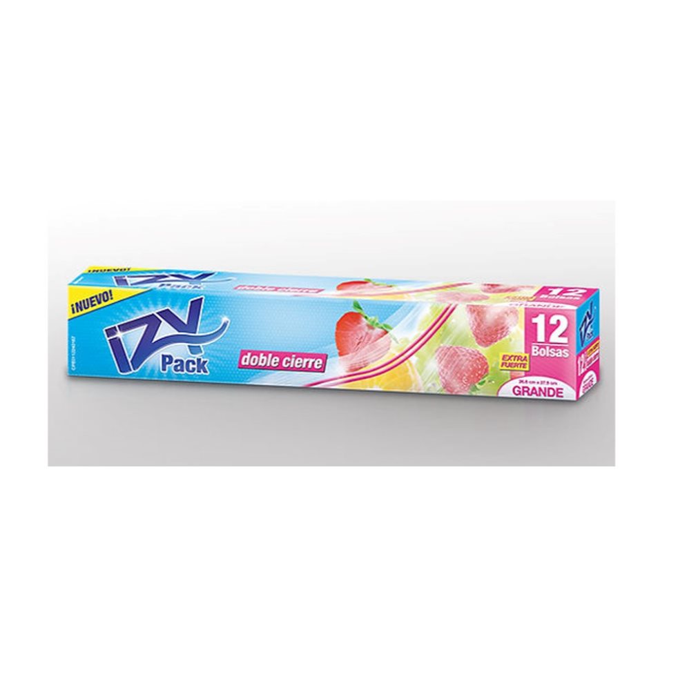 Bolsa Hermética Doble Cierre Extra Fuerte Grande Izy Pack IZY PACK Caja x 12 bolsas 
