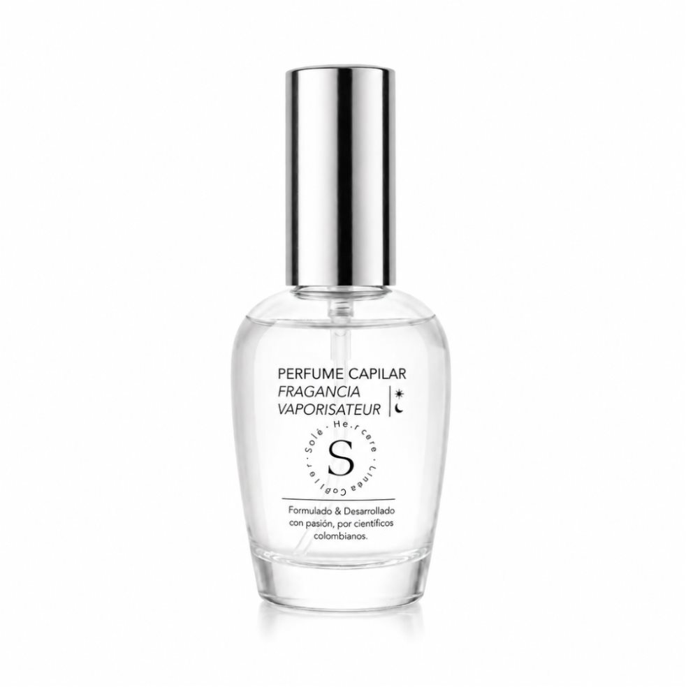 PERFUME CAPILAR VEGANO DE LARGA DURACIÓN CON ESENCIAS FRANCESAS Y ACEITES ESENCIALES 120 ml SOLE PARIS  FRASCO DE VIDRIO  x 1