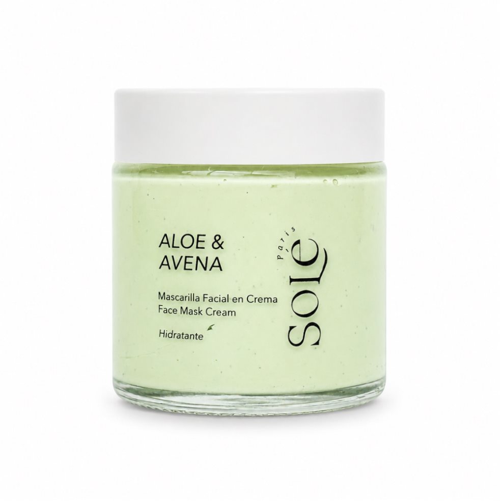Mascarilla Hidratante de Aloe Vera & Avena | Vegana | Biotecnología Coreana Sole paris envase con tapa x 1 Mascarilla Hidratante de Aloe Vera & Avena | Vegana | Biotecnología Coreana Sole paris envase con tapa x 1