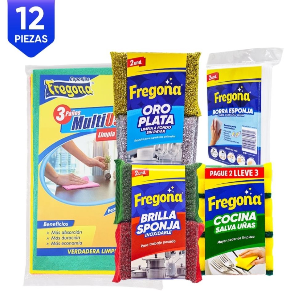 KIT ESPONJAS FREGONA X 5 (12PIEZAS) Esponjas Fregona KIT x 1 KIT ESPONJAS FREGONA X 5 (12PIEZAS) Esponjas Fregona KIT x 1