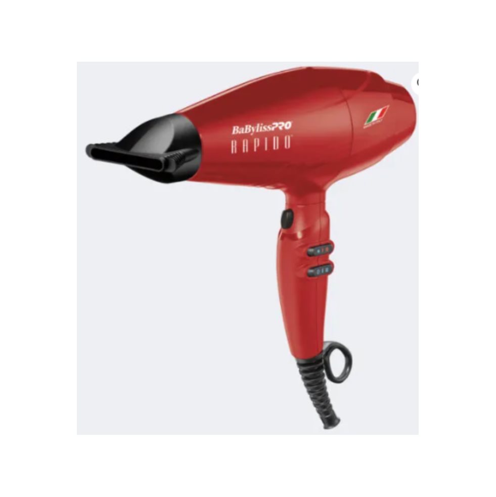 SECADOR PROFESIONAL BABYLISSPRO RAPIDO ROJO BaBylissPRO Caja x 1 Motor de 2000 watts FERRARI Maxlife®PRO sin carbones
Filtro anti-ruido removible
Botón de aire frío
6 ajustes de temperatura/velocidad
