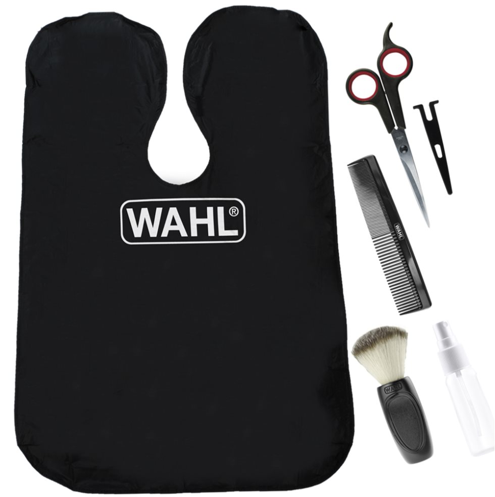 Display X4 Kits Accesorios Para Corte WAHL Caja x 1 Capa de nailon
Peine de peluqueria
Plumero para el cuello
Tijeras de corte
Pinza de sujesion
Botella atomizadora