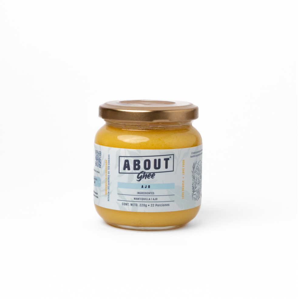 Ghee Ajo 220g ABOUT Envase de vidrio x 1 und