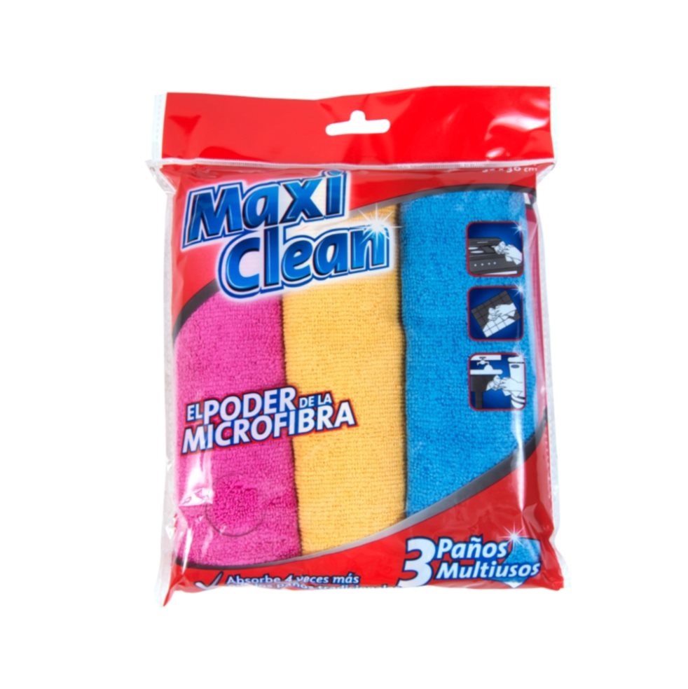 Paño Microfibra Maxiclean 3 Unidades Maxiclean  x 3 