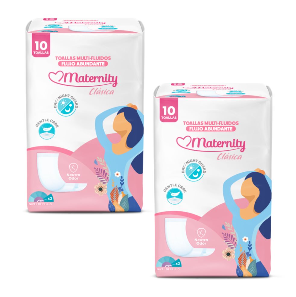 Toalla Higiénica Maternity Incluye 2 Paquetes Precio Especial Maternity  x 10 