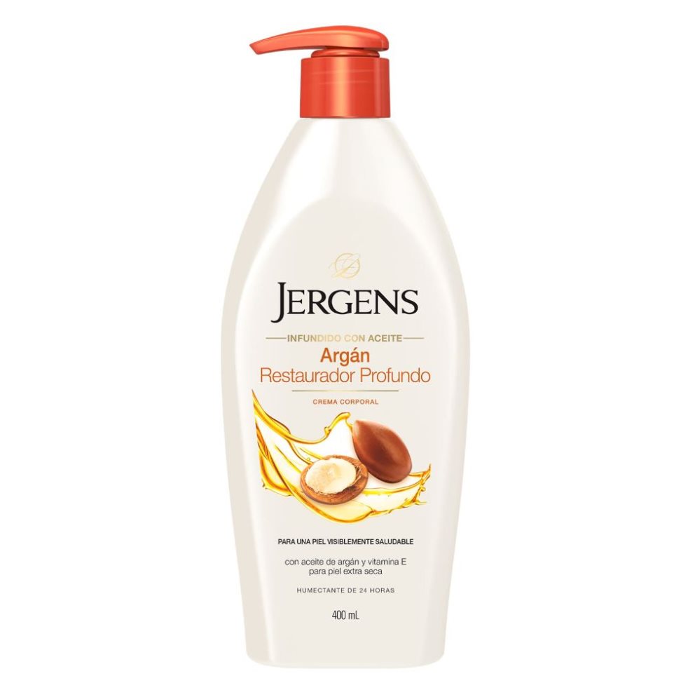 Crema Corporal Jergens Argan 400 ml Jergens Botella x 1 Crema corporal para una hidratación intensa ya que retiene la humedad. Con aceite de argán marroquí: hidratante natural por excelencia y Vitamina E: antioxidante natural que previene el envejecimiento