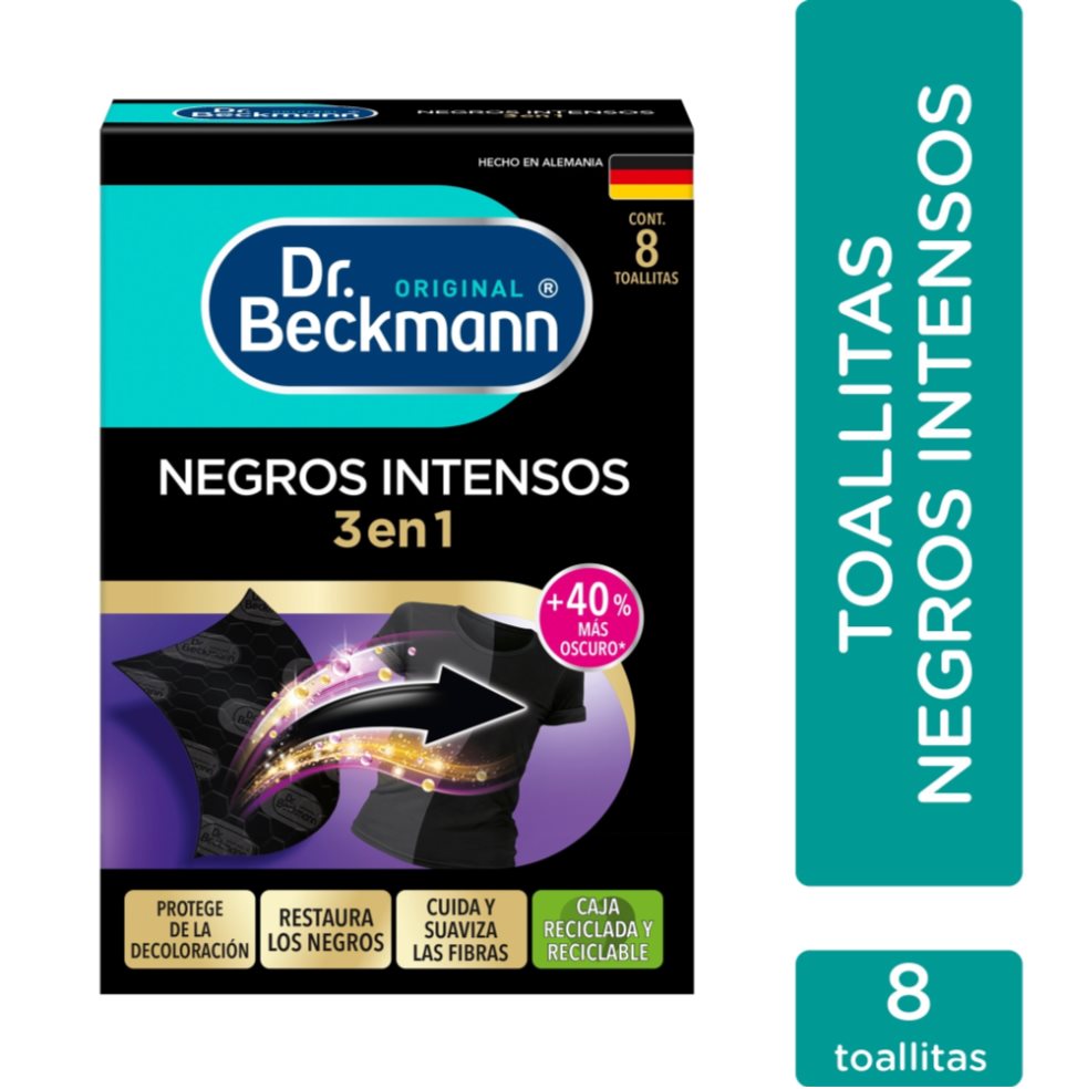 Negros Intensos Dr. Beckmann 8 toallitas Dr. Beckmann  x 8 
