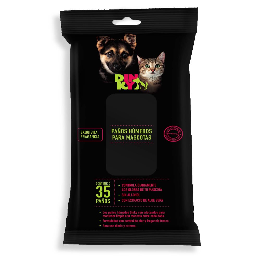 Paños Humedos Para Mascotas 35 unidades Dinky empaque x 35