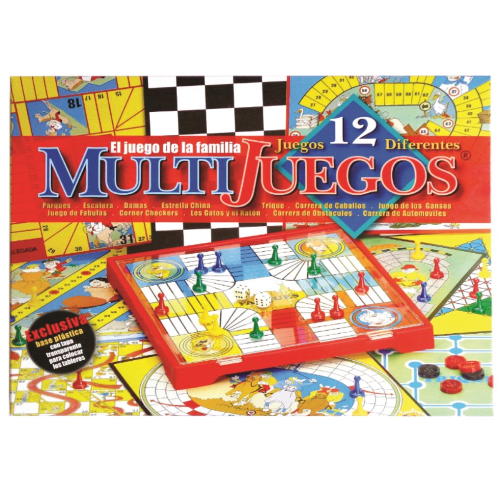 Juego De Mesa Multijuegos Caja Multijuegos Caja x 1 Disfruta de una colección de juegos clásicos en un solo set, ideal para compartir momentos en familia.Características:Material: Tablero plástico con tapa acrílica protectoraDiseño: Cartones intercambi