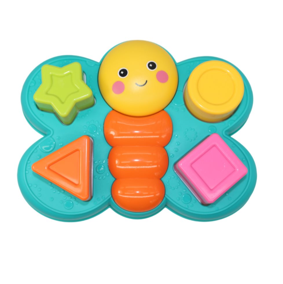 Mariposa Didactica Blister Plasticos Asociados  x 1 Incluye figuras de diferentes formas y colores, diseñadas para que los niños disfruten clasificando y encajando los bloques en el cuerpo de la mariposa. Este juego fomenta el desarrollo de habilidades