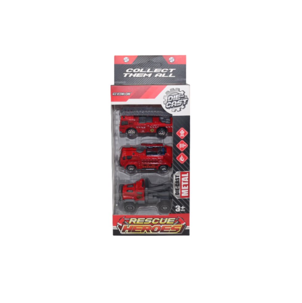 Set Carros Metalicos Rescate X 3 Caja Plasticos Asociados  x 1 Es un juguete fascinante y educativo, fabricado en materiales metálicos resistentes y seguros. Este set incluye tres carros de rescate coleccionables, ideales para recrear escenarios de emergencia y f