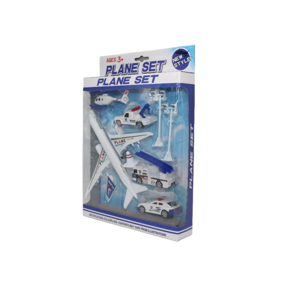Set Aeropuerto Top Rank Caja Plasticos Asociados  x 1 Es un juguete educativo y fascinante, fabricado en plástico resistente y seguro. Diseñado con detalles realistas, este set incluye elementos como aviones, vehículos de servicio y accesorios aeroportua