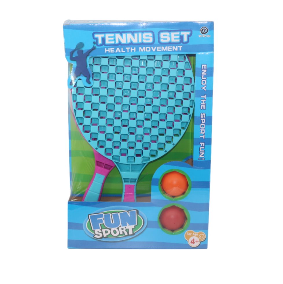 Raquetas Fun Sport Caja Plasticos Asociados  x 1 Este divertido set de raquetas es ideal para que los niños disfruten de horas de entretenimiento jugando con amigos o familiares. Al practicar con este set, los pequeños desarrollan motricidad gruesa,