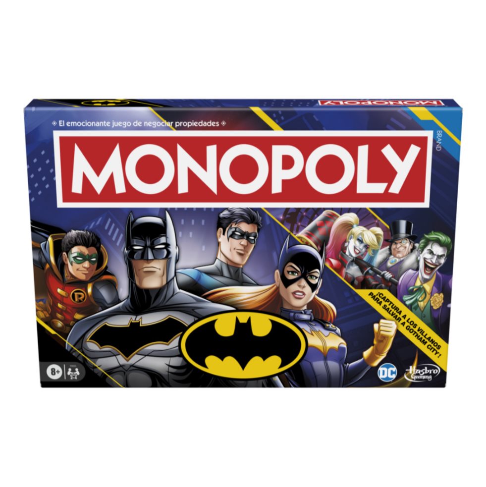 Juego De Mesa Monopoly Batman Hasbro Gaming  x 1 El Juego De Mesa Monopoly Batman es una edición especial del clásico Monopoly, ambientado en el universo del Caballero Oscuro. Los jugadores recorrerán Gotham City adquiriendo propiedades icónicas y g