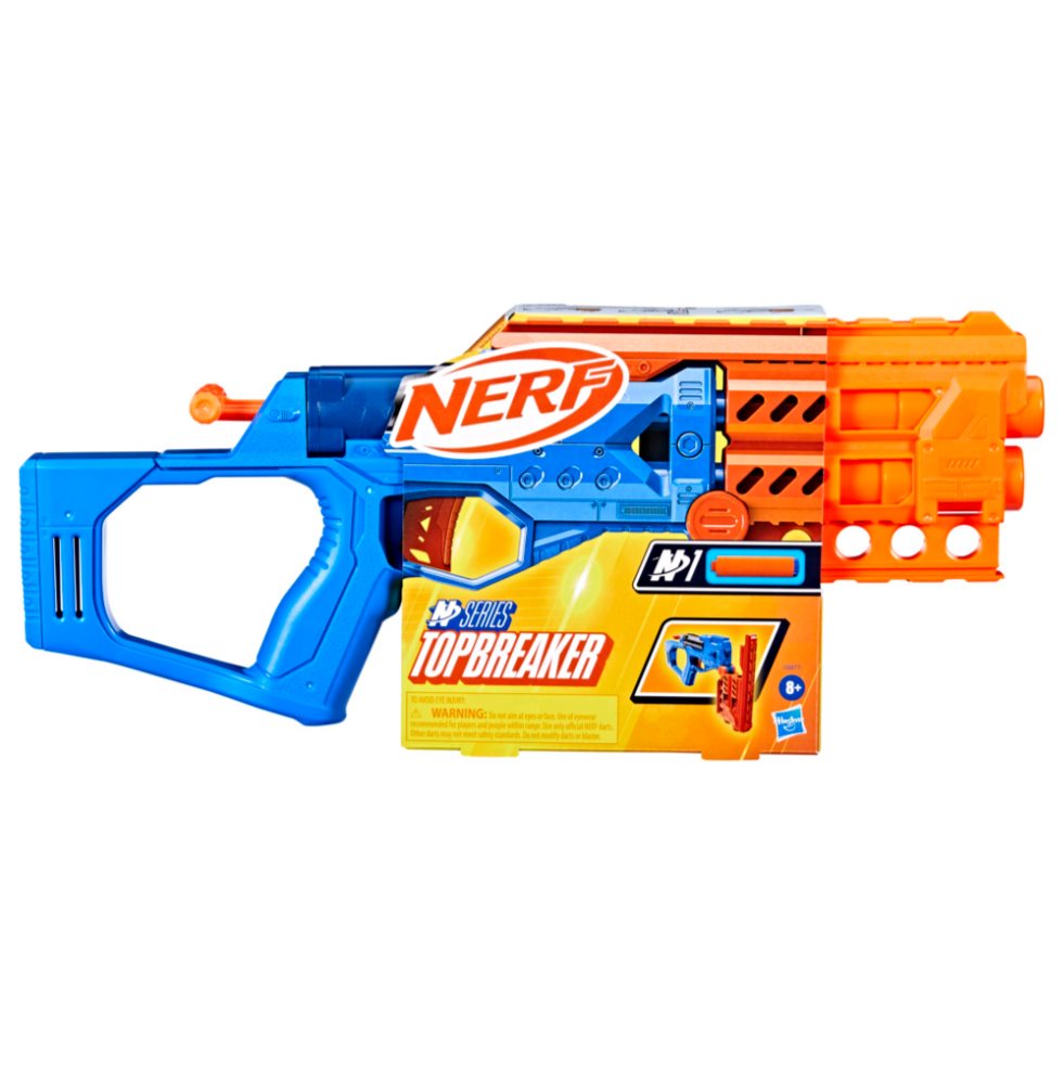 Lanzadores Nerf N Series Topbreaker Nerf x 1 Son juguetes diseñados para ofrecer precisión y rendimiento en batallas emocionantes. Este modelo cuenta con un diseño innovador que permite cargar múltiples dardos a la vez, asegurando una experienci