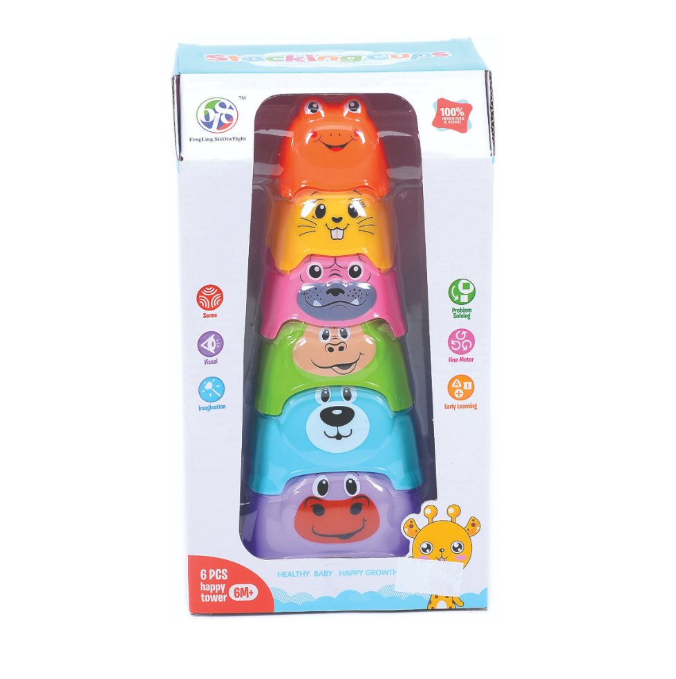 Juego De Apilar Animalitos Happy Caja Plasticos Asociados  x 1 