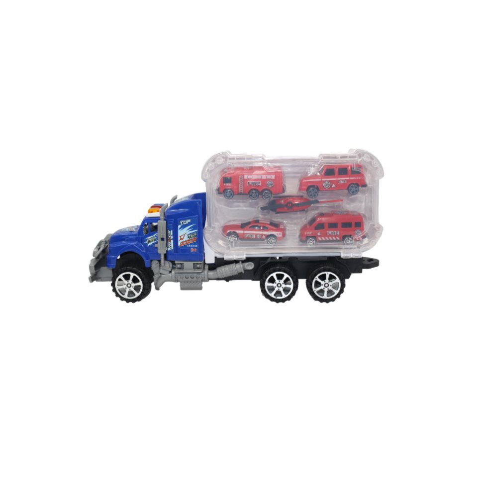 Tractomula Rescate Con Carros Friccion Base Y Tapa Plasticos Asociados  x 1