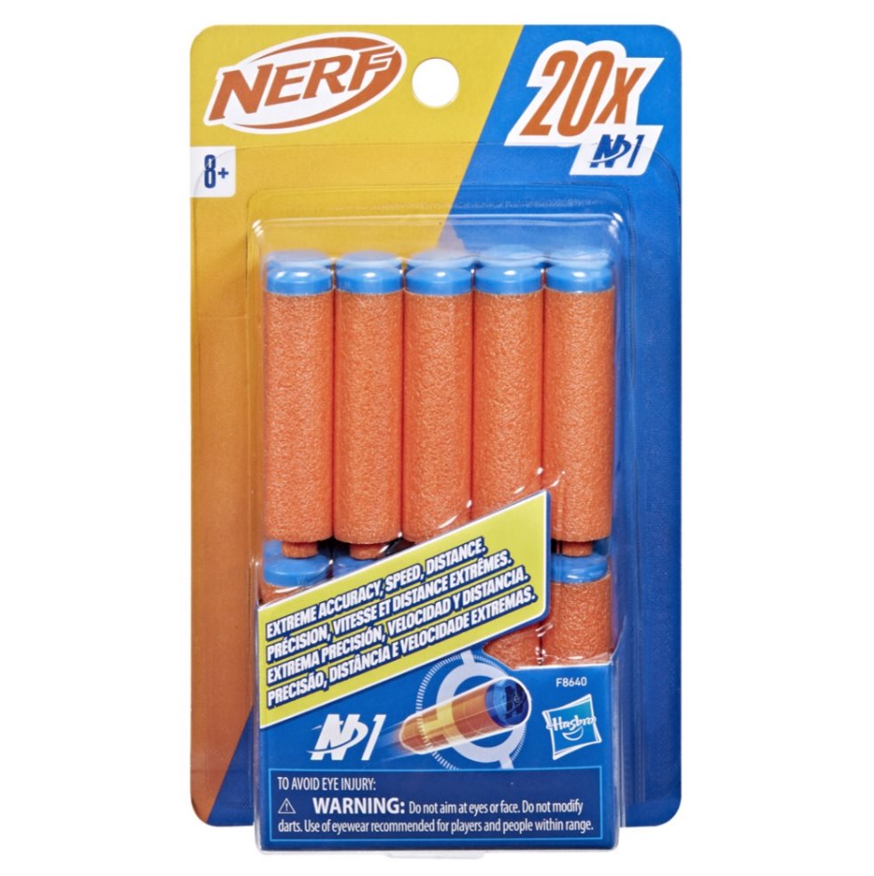 Dardos Nerf N Series 20 Unidades Nerf  x 1 Son un accesorio diseñado para mantener la acción en tus batallas Nerf. Estos dardos están fabricados con materiales de alta calidad que garantizan precisión, velocidad y rendimiento. Son compatibles 