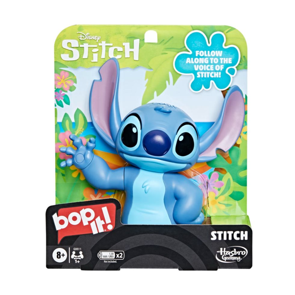 Juego De Mesa Bop It! Disney Stitch Hasbro Games Hasbro Gaming  x 1 El Bop It! Disney Stitch es una edición especial del clásico juego de reflejos y coordinación. Inspirado en el travieso personaje de Disney, reta a los jugadores con comandos de voz. Con un diseño tem