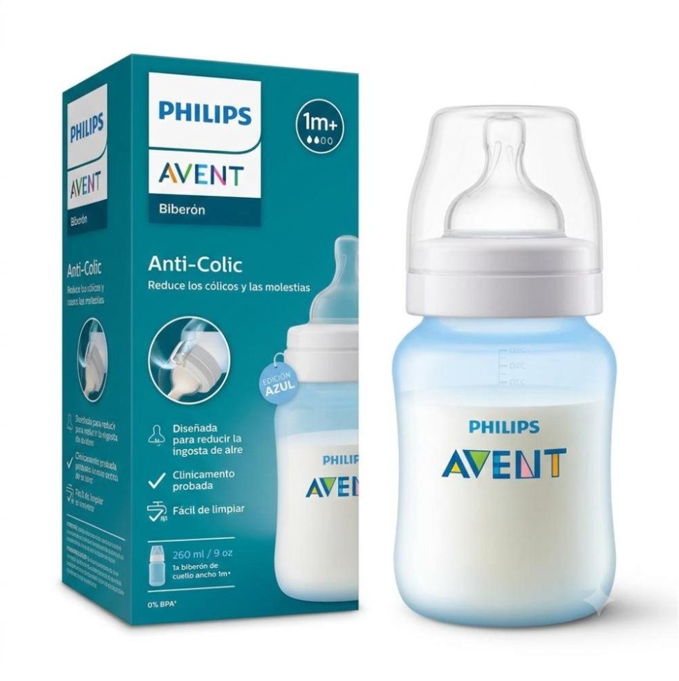 Tetero Anti-colico con Válvula Anticólicos Azul 9oz (1+meses) Flujo 2 Avent Caja x 1 Tetero Anti-colico con Válvula Anticólicos Azul 9oz (1+meses) Flujo 2 Avent Caja x 1