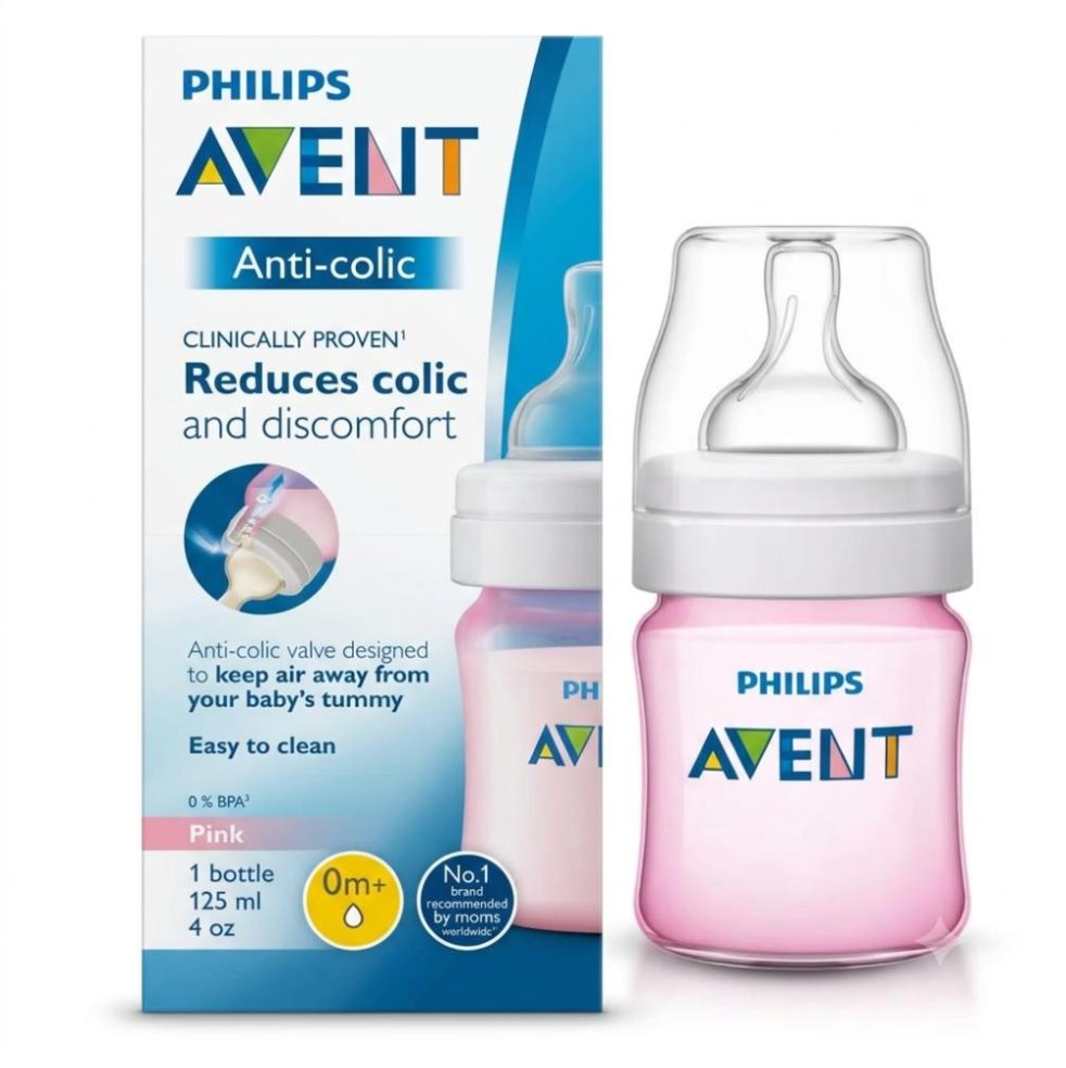 Tetero Anti-colico con Válvula Anticólicos Rosa 4oz (0meses+) Flujo 1 Avent Caja x 1 Tetero Anti-colico con Válvula Anticólicos Rosa 4oz (0meses+) Flujo 1 Avent Caja x 1