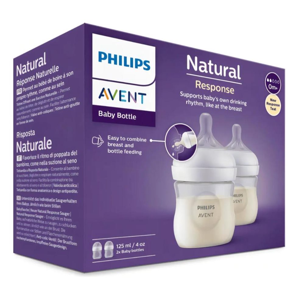 Tetero Natural Response 4oz (0meses) Flujo Lento Avent Caja x 2 Tetero Natural Response 4oz (0meses) Flujo Lento Avent Caja x 2