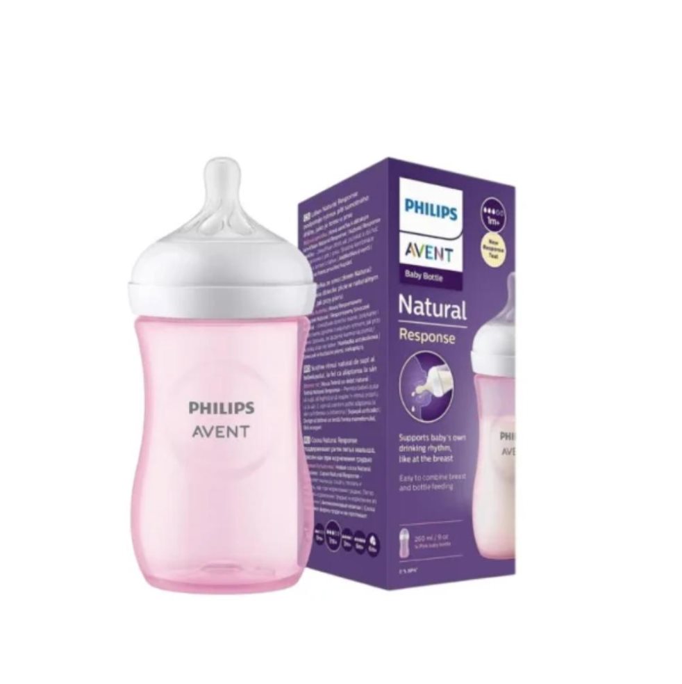 Tetero Natural Response Válvula Anticólicos Rosa 9oz (1m+) Flujo Medio Avent Caja x 1 Tetero Natural Response Válvula Anticólicos Rosa 9oz (1m+) Flujo Medio Avent Caja x 1