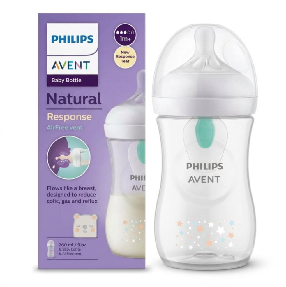 Tetero Natural Response Válvula AirFree Oso 9oz (1+meses) Flujo Medio Avent Caja x 1 Tetero Natural Response Válvula AirFree Oso 9oz (1+meses) Flujo Medio Avent Caja x 1
