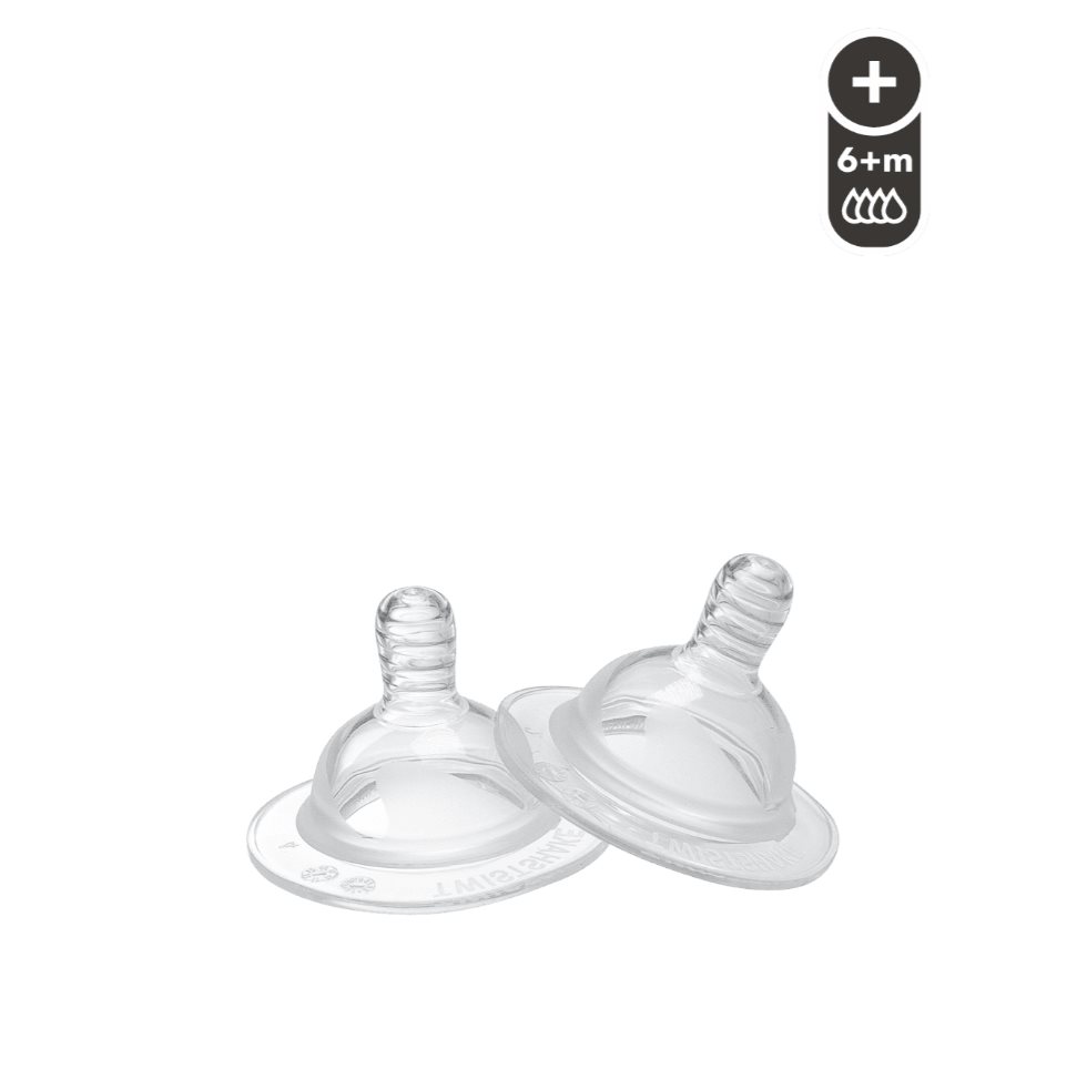 TETINA ANTI-CÓLICO TWISTSHAKE PLUS 6+MESES Twistshake UNIDAD x 2 El diseño del biberón de Twistshake es muy cercano a la realidad. La similitud con el pecho materno hace que la transición entre la lactancia materna y la alimentación con biberón sea segura y sencill