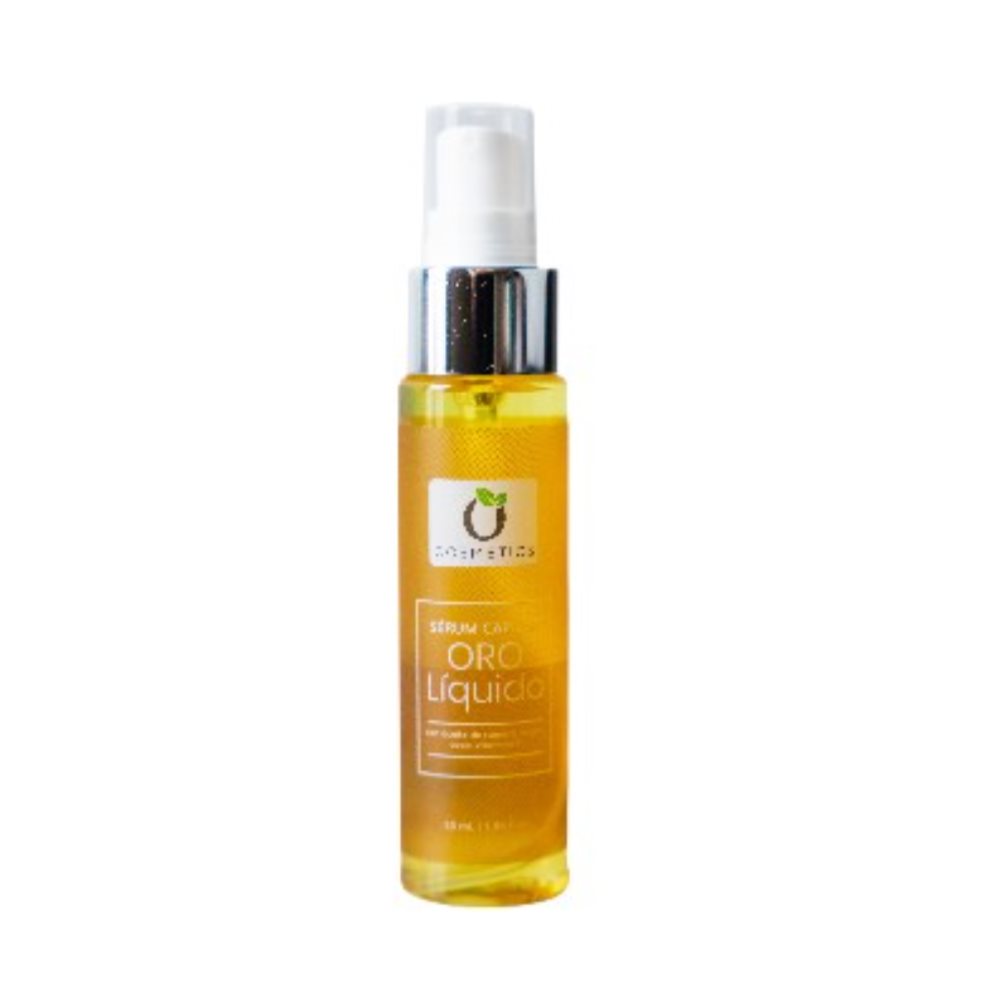 SERUM CAPILAR DE ORO LIQUIDO X 55 ML OCOSMETICS Ocosmetics 55 ml x 1 Formula que aporta propiedades nutritivas, hidratantes y reparadoras al cabello seco, dañado y áspero, además de ayudar a devolverle sedosidad y brillo. Antifrizz.
Contiene aceites de argán, karité, a