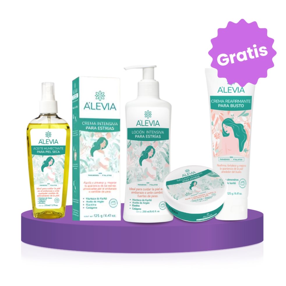 KIT COMPLETO ANTI ESTRIAS EMBARAZO ALEVIA ALEVIA LIT X 4 , GRATIS UNA CREMA ALEVIA REAFIRMANTE PARA BUSTO x 5 KIT COMPLETO ANTI ESTRIAS EMBARAZO ALEVIA ALEVIA LIT X 4 , GRATIS UNA CREMA ALEVIA REAFIRMANTE PARA BUSTO x 5