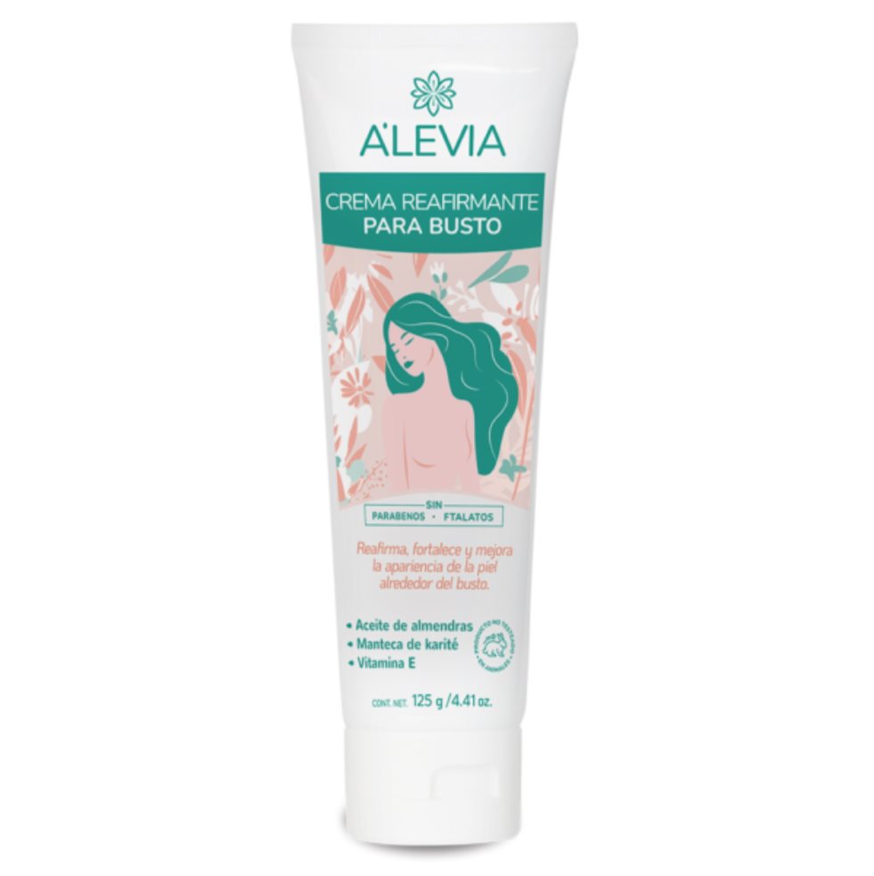 CREMA REAFIRMANTE PARA BUSTO  X 125 GR ALEVIA ALEVIA 125 GR x 1 A’levia Crema reafirmate para busto reafirma, fortalece y mejora la apariencia de la piel alrededor del busto.