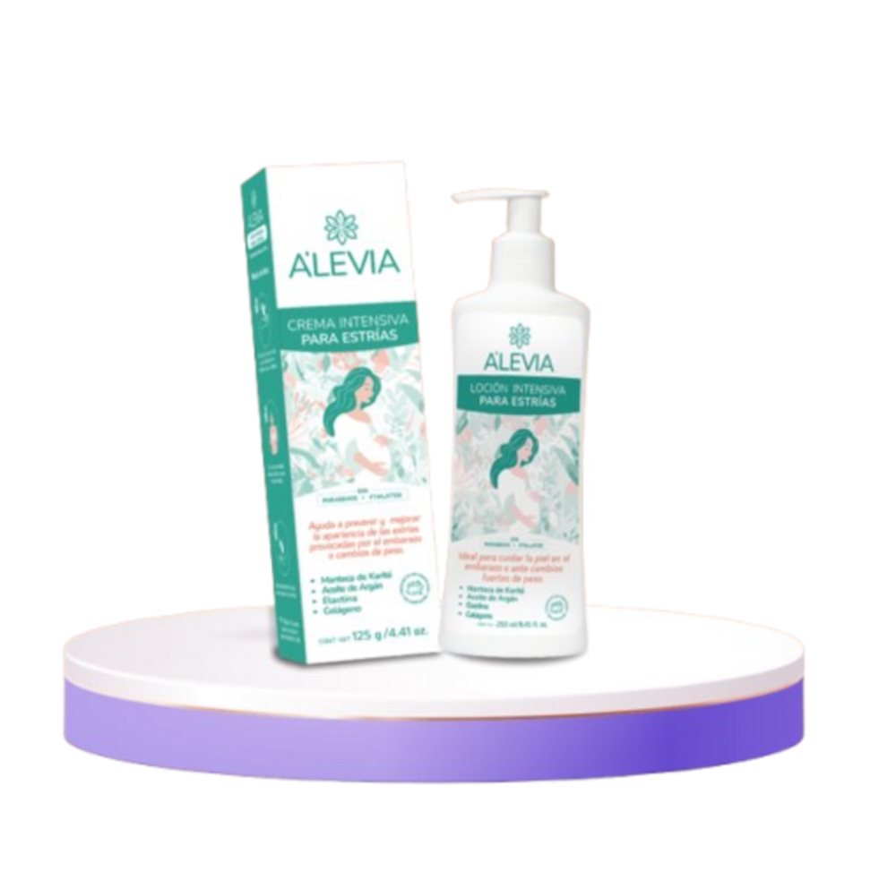 DÚO ANTIESTRIAS ALEVIA CREMA+ LOCIÓN INTENSIVA ALEVIA PACK X 2 UND x 2 DÚO ANTIESTRIAS ALEVIA CREMA+ LOCIÓN INTENSIVA ALEVIA PACK X 2 UND x 2