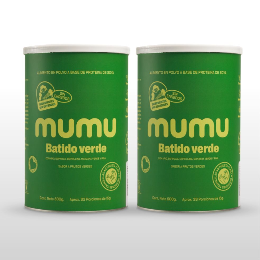 Kit Duo Batido Verde MUMU - Sabor Frutos Verdes Mumu Tarro x 500 gr Kit Duo Batido Verde MUMU - Sabor Frutos Verdes Mumu Tarro x 500 gr