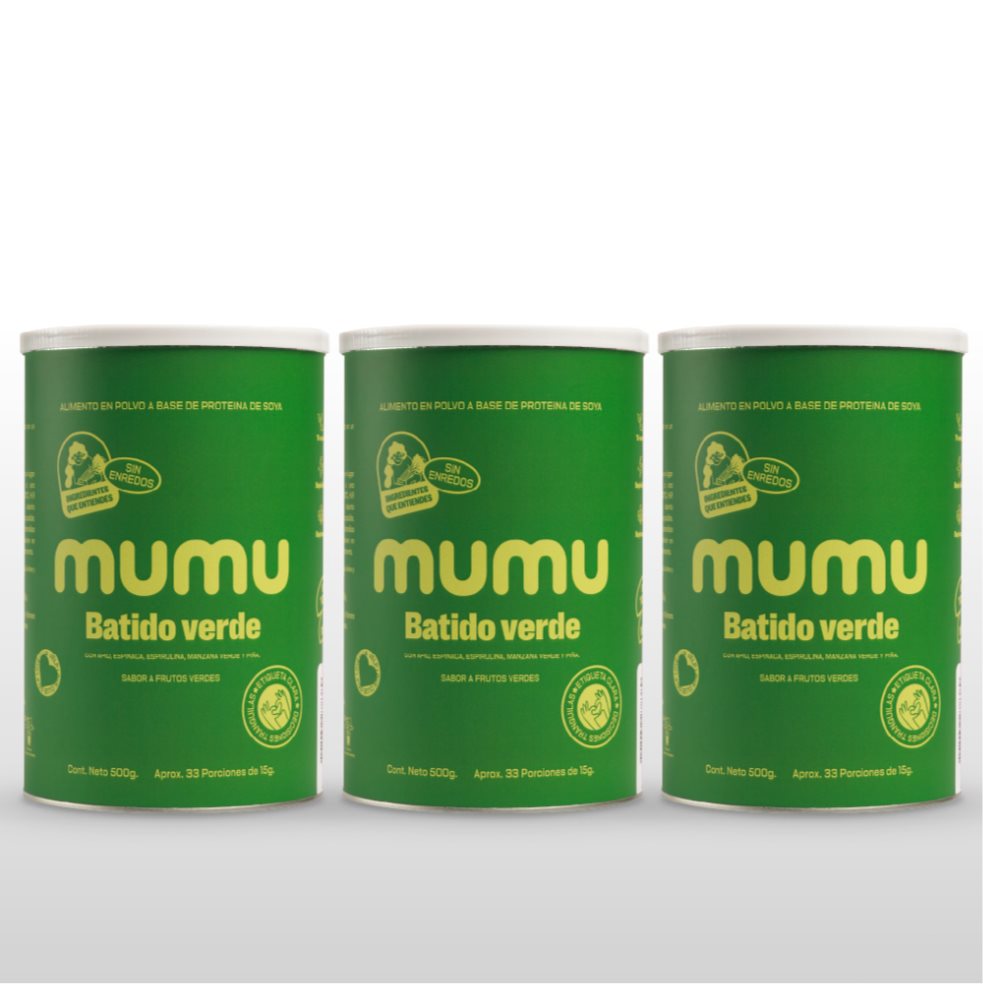 Kit Trio Batido Verde MUMU - Sabor Frutos Verdes MUMU Tarro x 500 gr Kit Trio Batido Verde MUMU - Sabor Frutos Verdes MUMU Tarro x 500 gr