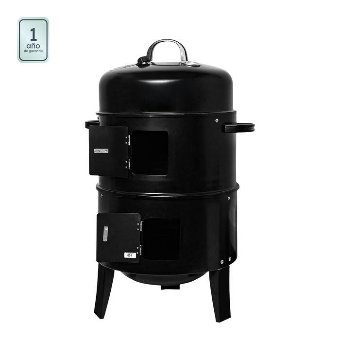 Asador a Carbón Ahumador Tipo Barril Tezzio - Barril multifuncional 3 en 1: parrilla, ahumador y horno.- Diseño cilíndrico que permite una mejor circulación del calor.- Incluye múltiples niveles de cocción para diferentes tipos de alimentos.- Sistema de ventilación para control de temperatura.- Estructura portátil con patas para mayor estabilidad.Ideal para uso en exteriores (jardín, patio o camping). x 1 Asador a Carbón Ahumador Tipo Barril Tezzio - Barril multifuncional 3 en 1: parrilla, ahumador y horno.- Diseño cilíndrico que permite una mejor circulación del calor.- Incluye múltiples niveles de cocción para diferentes tipos de alimentos.- Sistema de ventilación para control de temperatura.- Estructura portátil con patas para mayor estabilidad.Ideal para uso en exteriores (jardín, patio o camping). x 1
