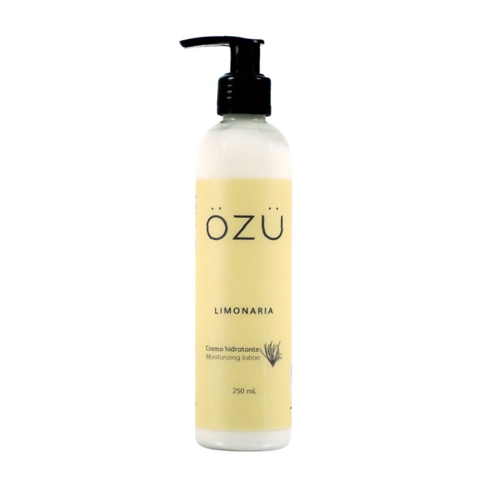 Crema Hidratante OZU Limonaria x 250 ml OZU 250 ml x 1 Crema hidratante con base de aceite de oliva, textura ligera apta para uso diario corporal. Libre de parabenos, siliconas, derivados del petróleo y aceite mineral. Con un fresco aroma a Limonaria