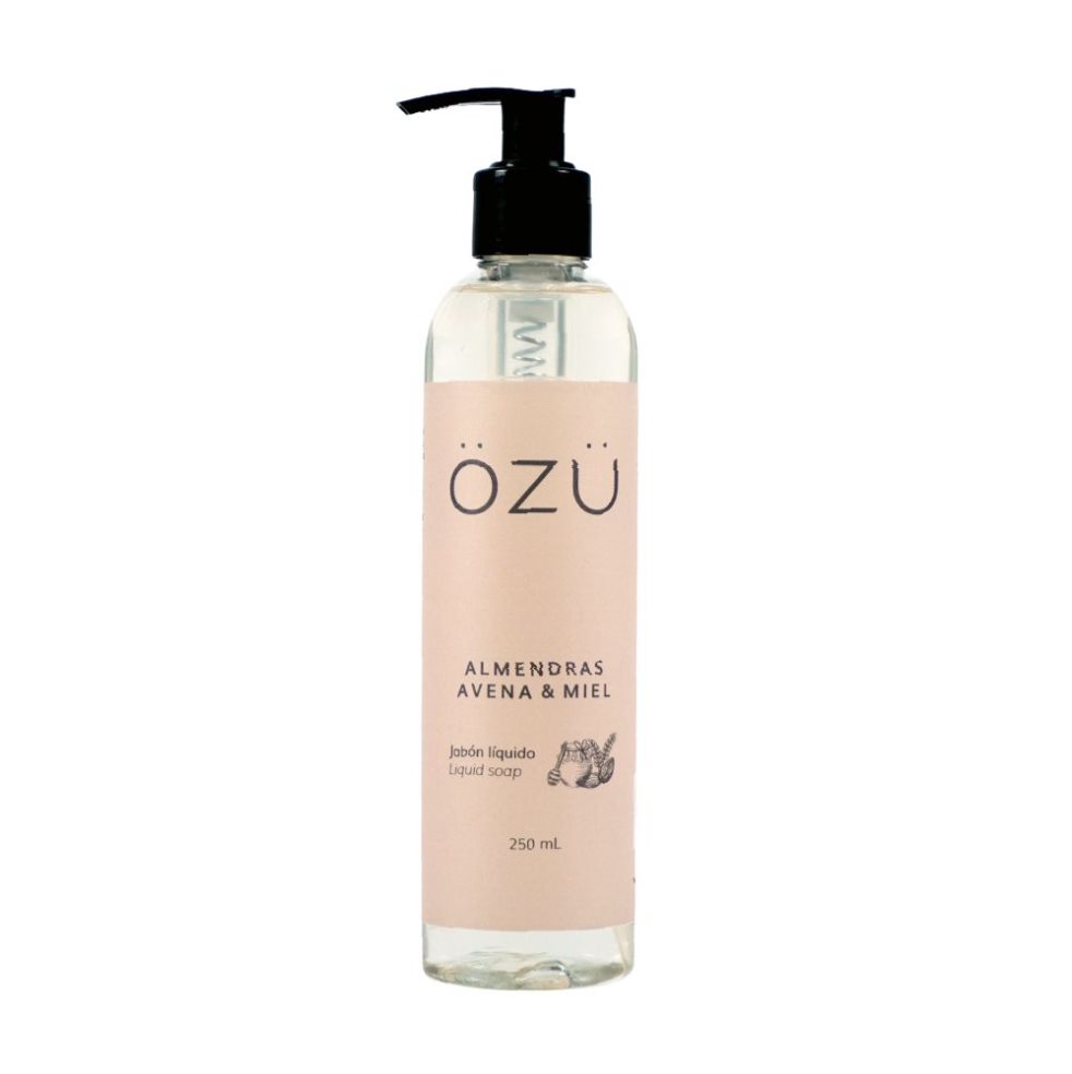 Jabón líquido OZU Almendras avena & miel x 230 ml OZU  x 1 Jabón líquido corporal suave, libre de parabenos, siliconas, sales, colorantes y derivados del petróleo. Con un delicado y dulce aroma a almendras, avena y miel.