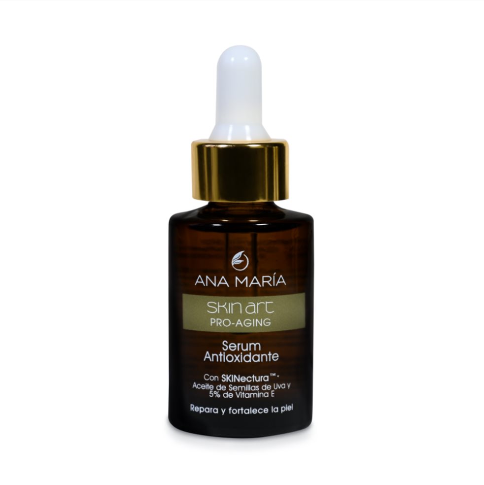 SUERO ANA MARIA FACIAL ANTIOXIDANTE SKIN ART ENVASE X 30 ML ANA MARIA ENVASE x 1 UND Elaborada con Tecnología SKINectura, que contiene Néctar de la Flor Kangaroo Paw, planta endémica de Australia, un exclusivo extracto antiedad que promueve el equilibrio perfecto entre elasticidad, f
