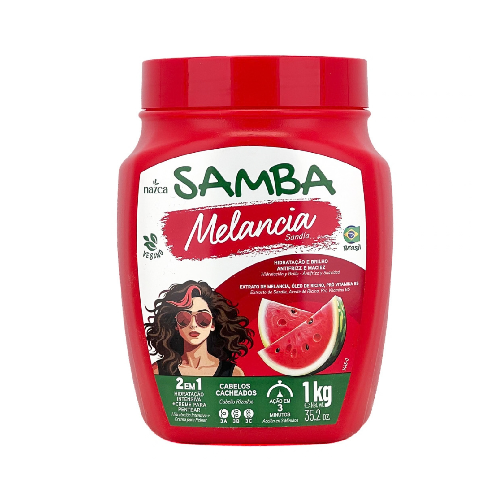 Crema Para Peinar Samba Melancia/Sandia (ondulados y crespos) Nevada Frasco x 1 Crema Para Peinar Samba Melancia/Sandia (ondulados y crespos) Nevada Frasco x 1