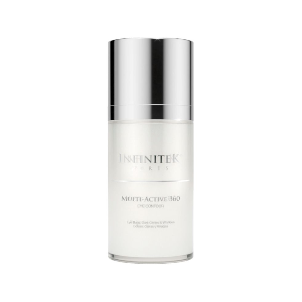 Contorno de ojos INFINITEK Bolsas, Ojeras y Arrugas con Cafeína + Ácido Hialurónico x 15 ml INFINITEK PARIS Envase sistema Airless x 15 mL 