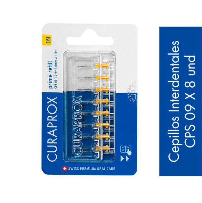 Cepillo Interdental Curaprox Cps 09 CURAPROX BLISTER x 8 Cepillos interdentales ultrafinos para espacios estrechos. Previenen caries, gingivitis y mal aliento. El CPS 09 prime es el cuarto cepillo interdental más fino.