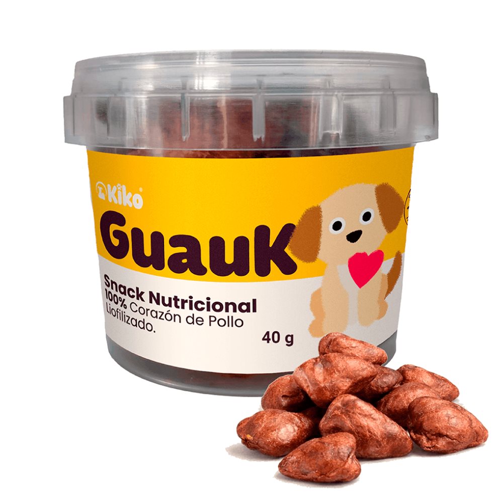 Snack Liofilizado Natural para Perros GuauK Corazones de Pollo 40 g KIKO Tarrina 40g x 1 und Snack Liofilizado Natural para Perros GuauK Corazones de Pollo 40 g KIKO Tarrina 40g x 1 und