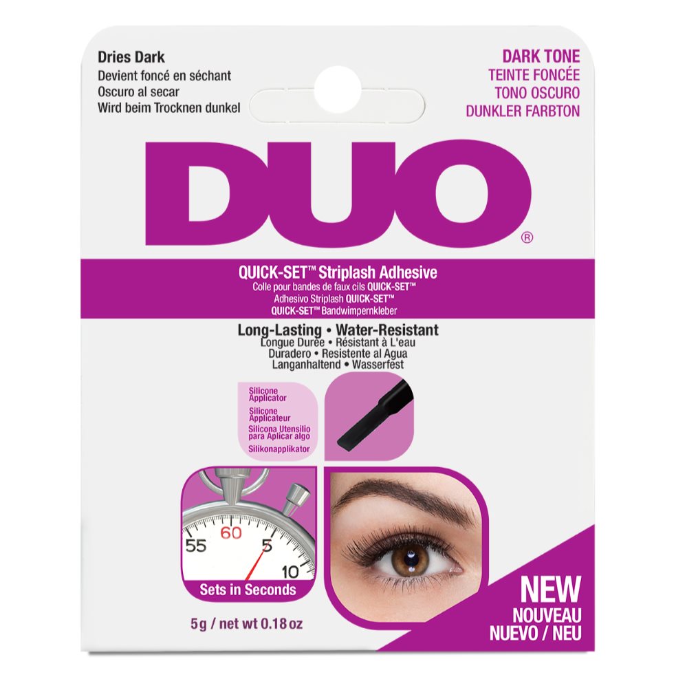 Pegante Para Pestañas Postizas DUO Morado x5 Gramos DUO 5gr x 1 FIJA PESTAÑAS POSTIZAS EN SEGUNDOS: ¡Olvídate de esperar! DUO Quick-Set Adhesive Dark es un pegamento para pestañas de secado rápido con una consistencia extremadamente suave y fluida. Seca en tono os