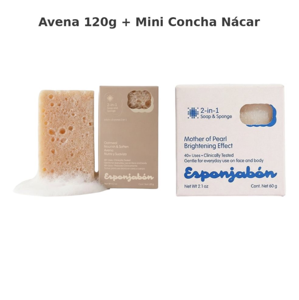 KIT X 2 Esponjabon Avena + Mini Concha Nácar (Avena 120g 1 und y Mini Concha Nácar 60g 1 und) Esponjabon 120g x 1 KIT X 2 Esponjabon Avena + Mini Concha Nácar (Avena 120g 1 und y Mini Concha Nácar 60g 1 und) Esponjabon 120g x 1