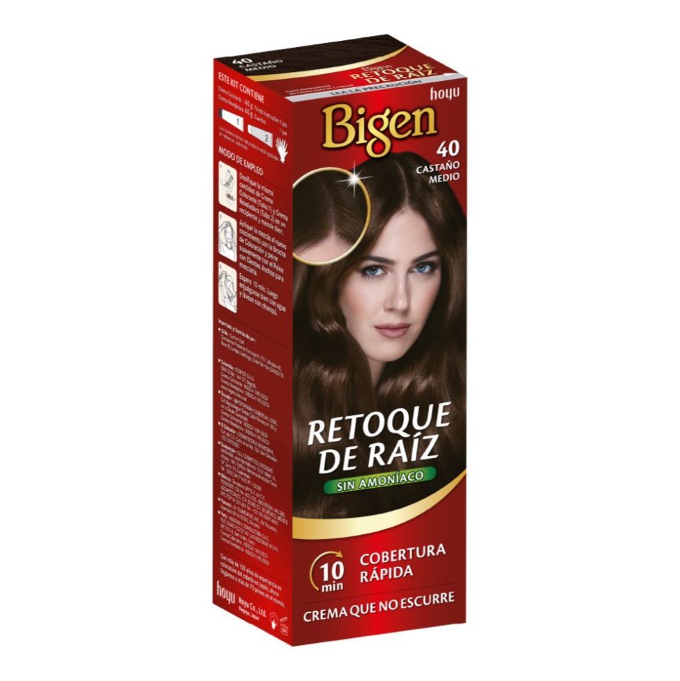 Tinte Retoque de Raiz Bigen Ref 40 Castaño Medio, sin amoniaco x 40 grs c/u Bigen Caja x 1 Tinte Retoque de Raiz Bigen Ref 40 Castaño Medio, sin amoniaco x 40 grs c/u Bigen Caja x 1