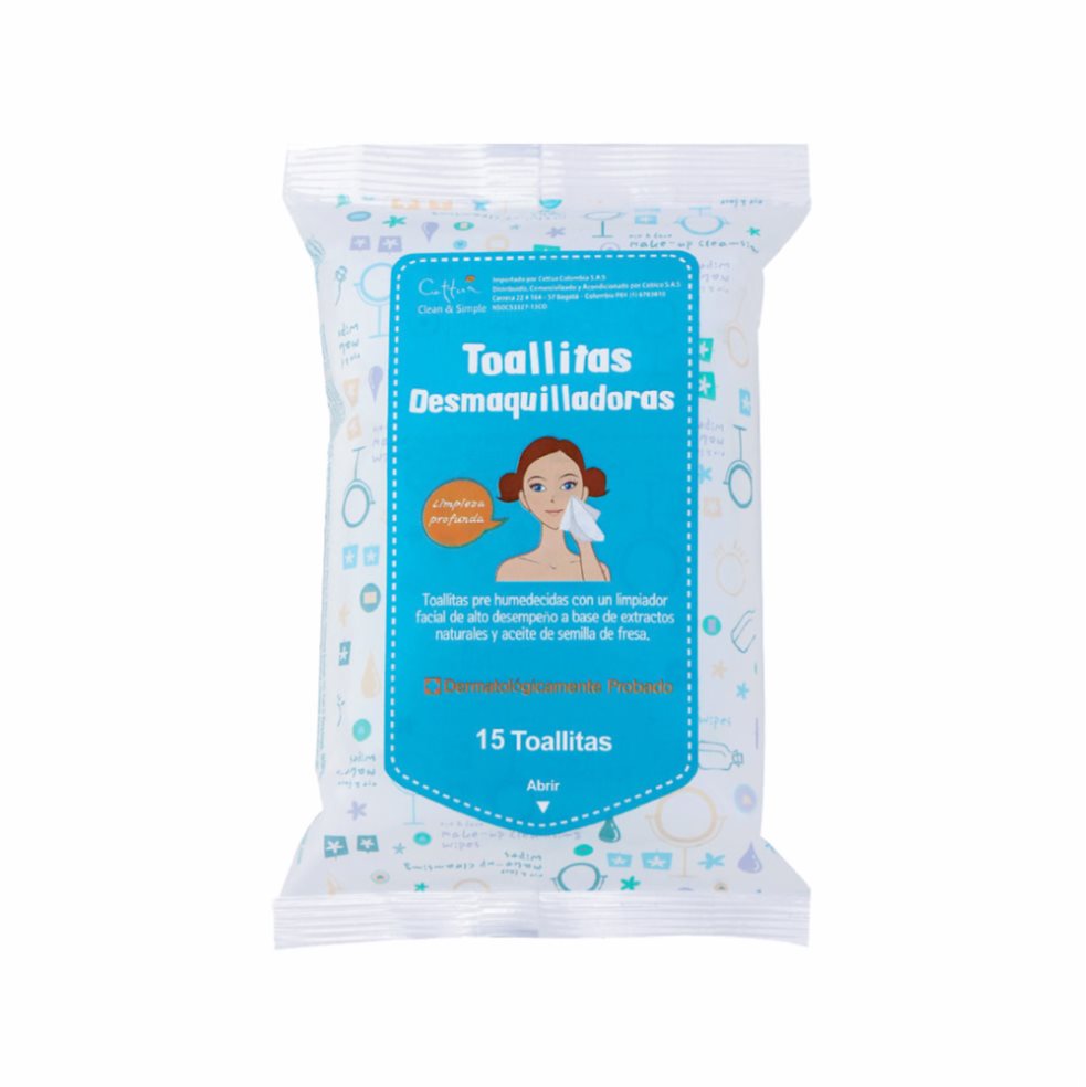 Toallitas Desmaquilladoras Cettua Bolsa x 15 Und Cettua Bolsa x 15 Las toallitas desmaquilladoras estan especialmente diseñadas para remover y limpiar suavemente el maquillaje, impurezas y cualquier otro tipo de residuo contaminante en la piel. La semilla de fresa re