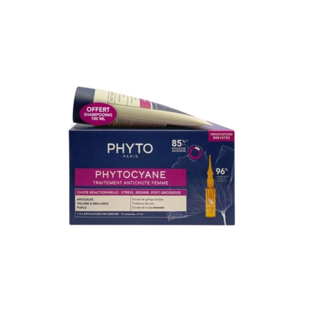 Set Phytocyane + Shampoo Mujer Reaccional PHYTO Set x 1 PHYTOCYANE Tratamiento Anticaída MujerINNOVACIÓN PATENTADAUn concentrado de activos de origen natural para una eficacia de triple acción.CAÍDA FRENADA, MASA CAPILAR RECUPERADA, CABELLOS SUBLIMADOSEFIC